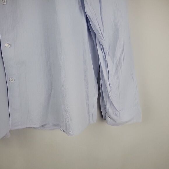 Theory Irving Shirt Mens XXL Pale Blue Seersucker Long Sleeve Stretch Cotton - Picture 6 of 11